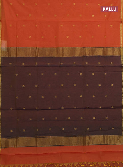 Orange & Grey Semi Maheshwari Cotton - Buttas
