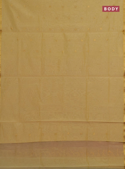 Pale Yellow & Pink Semi Maheshwari Cotton - Buttas