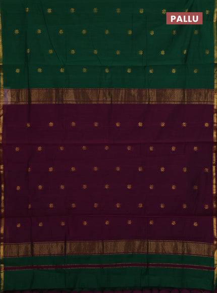 Green & Purple Semi Maheshwari Cotton - Buttas