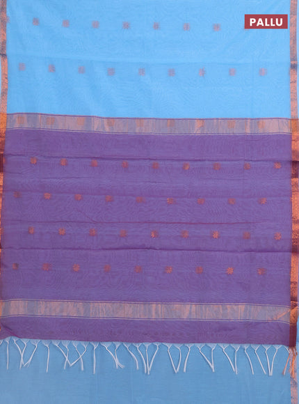 Blue & Purple Semi Maheshwari Cotton - Buttas