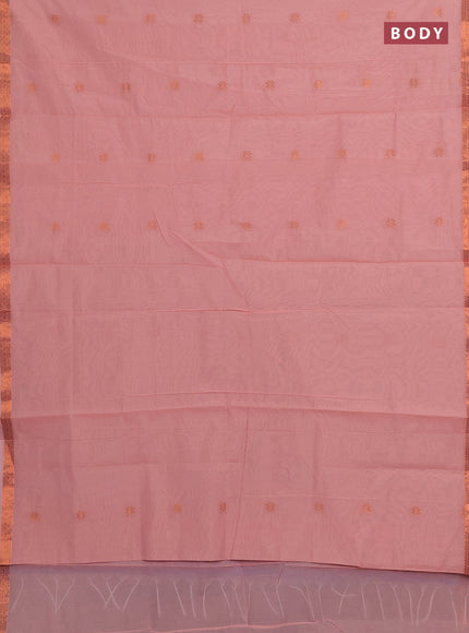 Peach & Blue Semi Maheshwari Cotton - Buttas