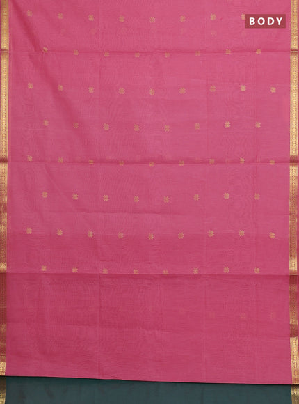Pink & Green Semi Maheshwari Cotton - Buttas