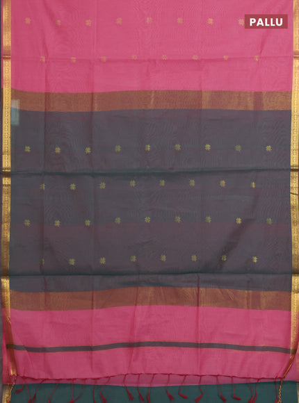 Pink & Green Semi Maheshwari Cotton - Buttas