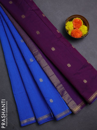Blue & Purple Semi Maheshwari Cotton - Buttas