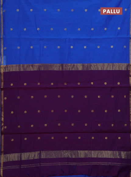 Blue & Purple Semi Maheshwari Cotton - Buttas