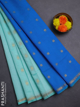 Teal Green & Cs Blue Semi Maheshwari Cotton - Buttas