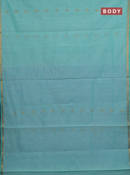 Teal Green & Cs Blue Semi Maheshwari Cotton - Buttas