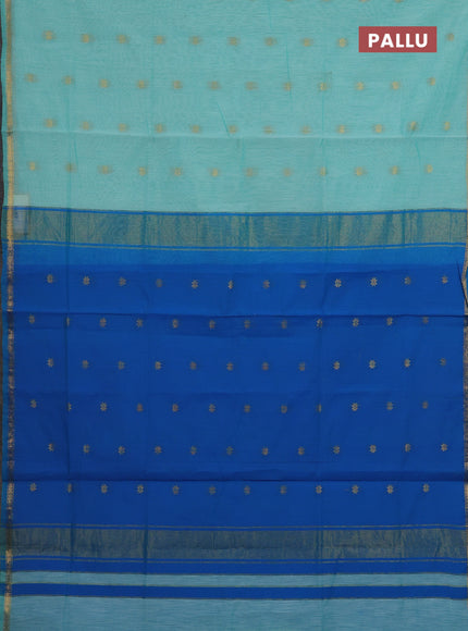 Teal Green & Cs Blue Semi Maheshwari Cotton - Buttas