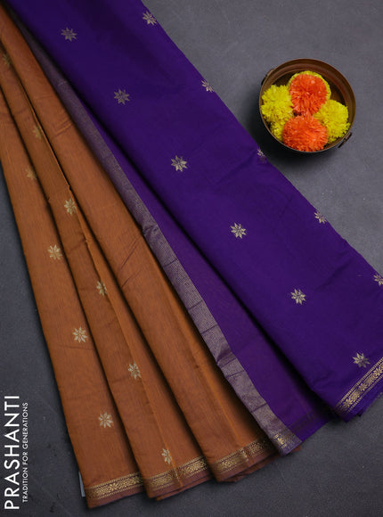 Rust & Violet Semi Maheshwari Cotton - Buttas