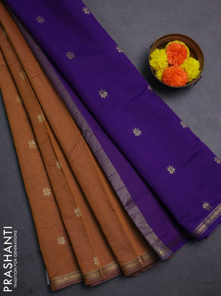 Rust & Violet Semi Maheshwari Cotton - Buttas