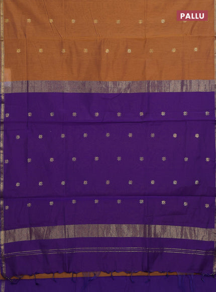 Rust & Violet Semi Maheshwari Cotton - Buttas
