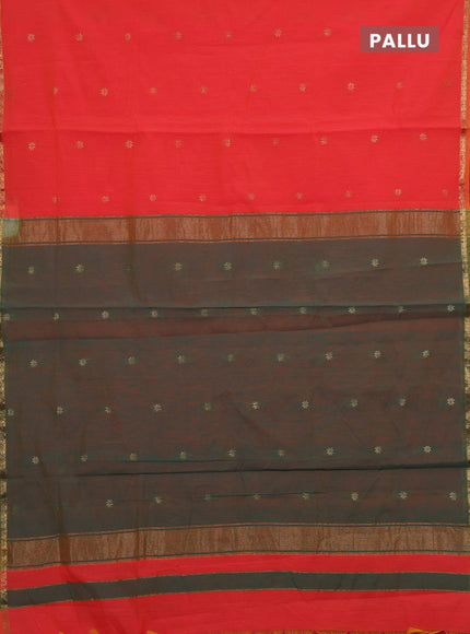Orange & Green Semi Maheshwari Cotton - Buttas