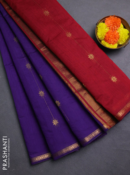 Violet & Maroon Semi Maheshwari Cotton - Buttas