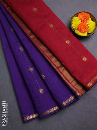 Violet & Maroon Semi Maheshwari Cotton - Buttas
