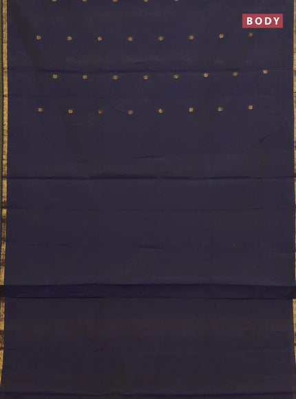 Navy Blue & Purple Semi Maheshwari Cotton - Buttas