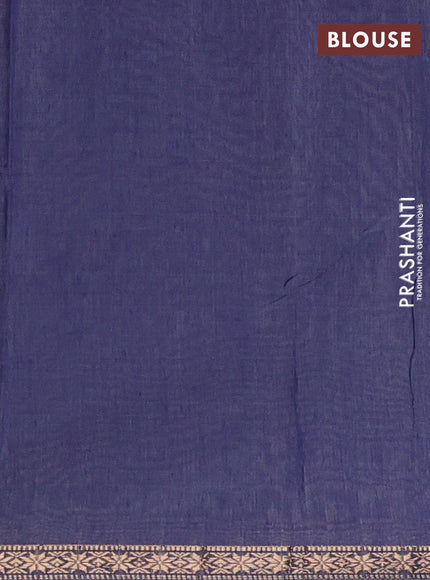 Cream & Navy Blue Semi Maheshwari Cotton - Buttas