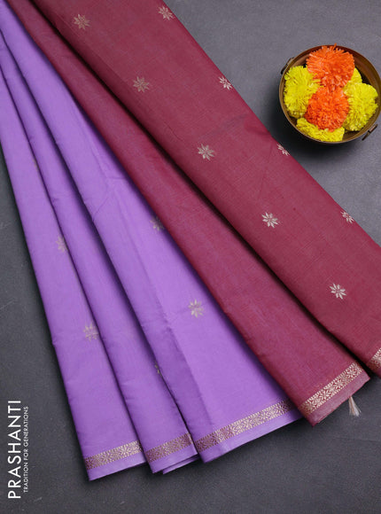 Lavender & Maroon Semi Maheshwari Cotton - Buttas