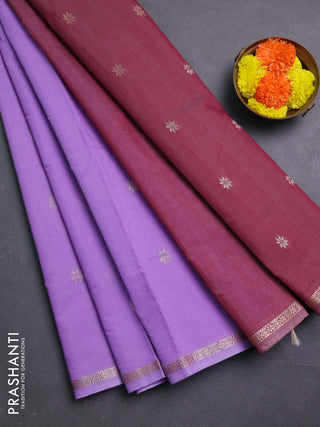 Lavender & Maroon Semi Maheshwari Cotton - Buttas