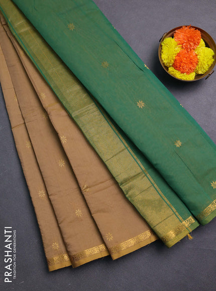 Sandal & Green Semi Maheshwari Cotton - Buttas