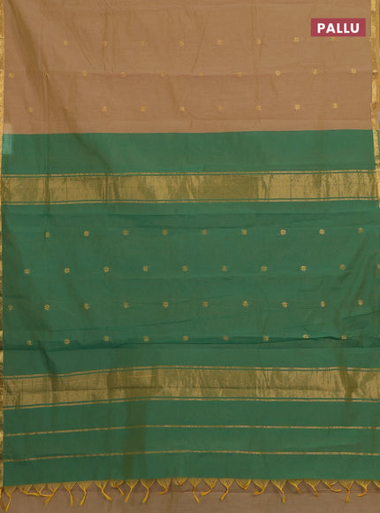 Sandal & Green Semi Maheshwari Cotton - Buttas