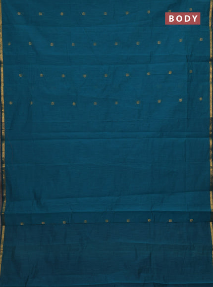 Peacock Green & Maroon Semi Maheshwari Cotton - Buttas