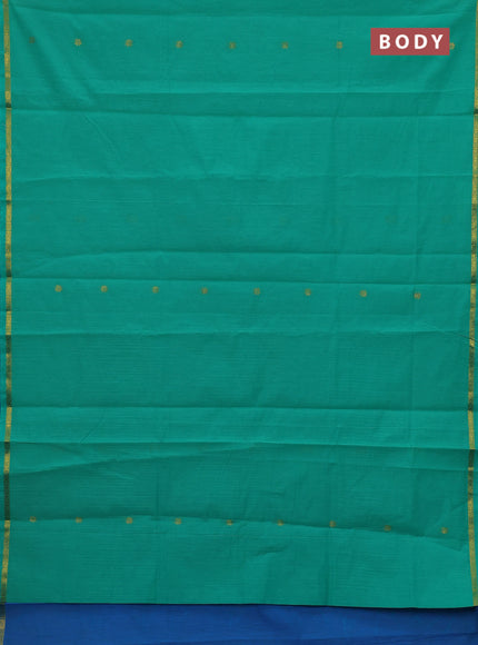 Teal Green & Cs Blue Semi Maheshwari Cotton - Buttas