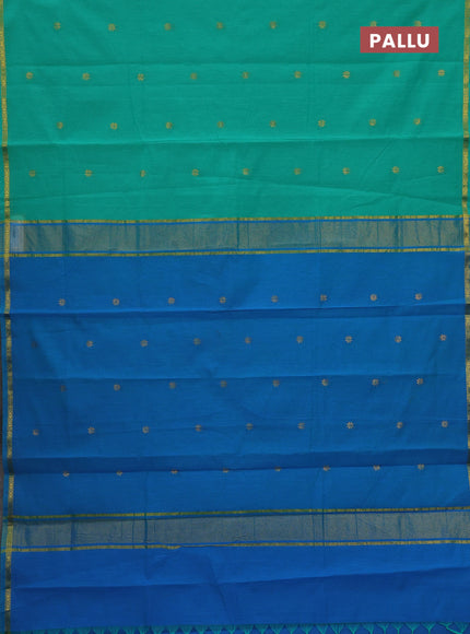Teal Green & Cs Blue Semi Maheshwari Cotton - Buttas