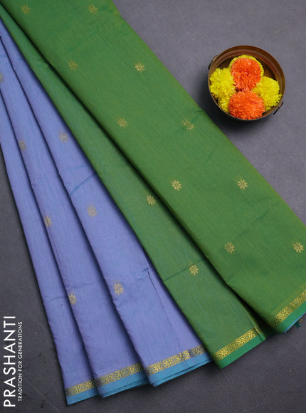 Blue & Green Semi Maheshwari Cotton - Buttas