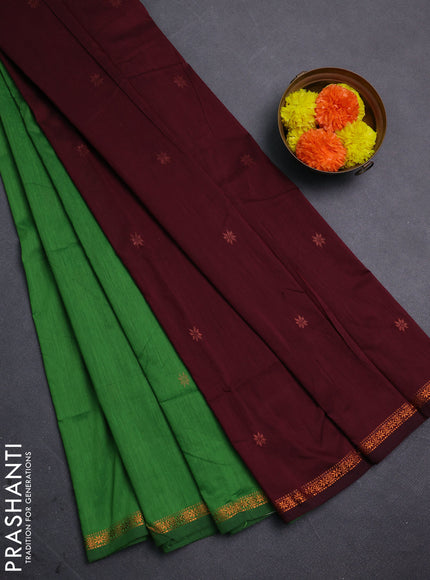 Green & Maroon Semi Maheshwari Cotton - Buttas