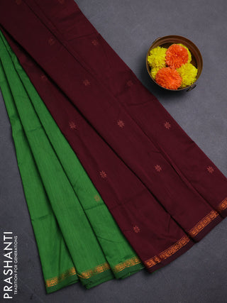 Green & Maroon Semi Maheshwari Cotton - Buttas