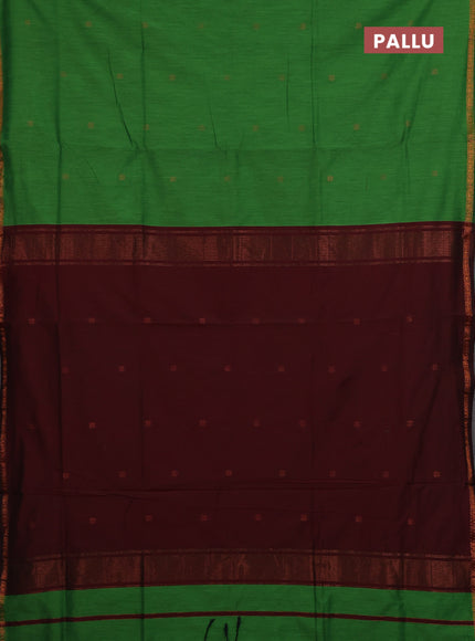 Green & Maroon Semi Maheshwari Cotton - Buttas
