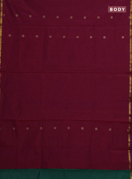 Maroon & Green Semi Maheshwari Cotton - Buttas