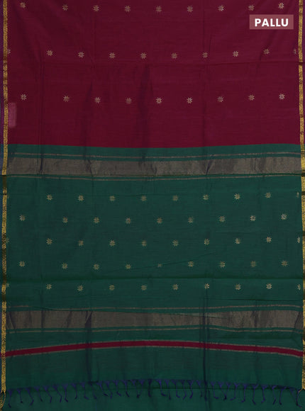 Maroon & Green Semi Maheshwari Cotton - Buttas