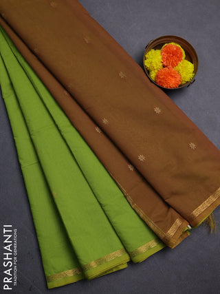 Green & Brown Semi Maheshwari Cotton - Buttas