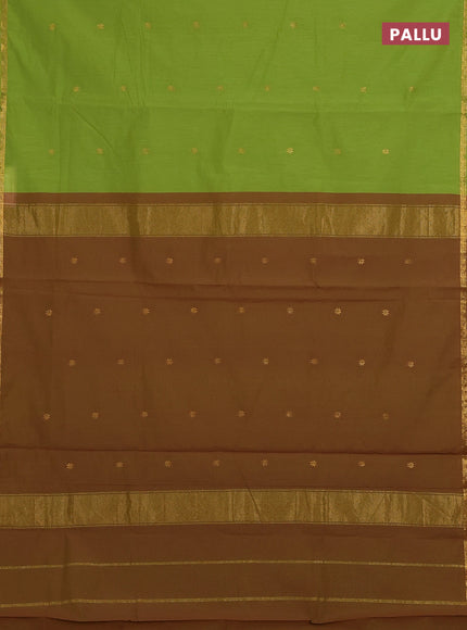Green & Brown Semi Maheshwari Cotton - Buttas