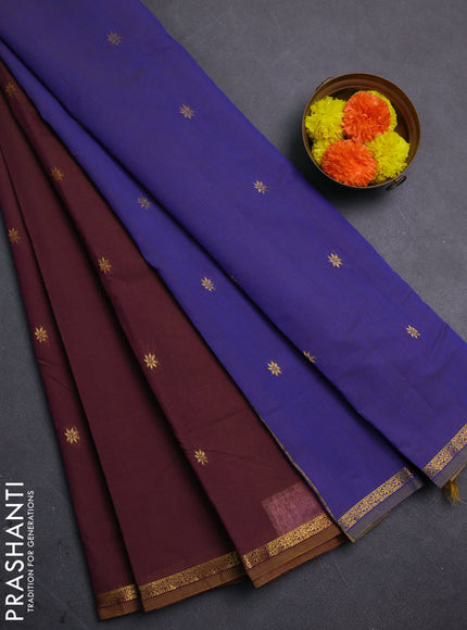 Purple & Blue Semi Maheshwari Cotton - Buttas