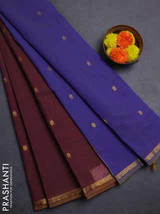 Purple & Blue Semi Maheshwari Cotton - Buttas
