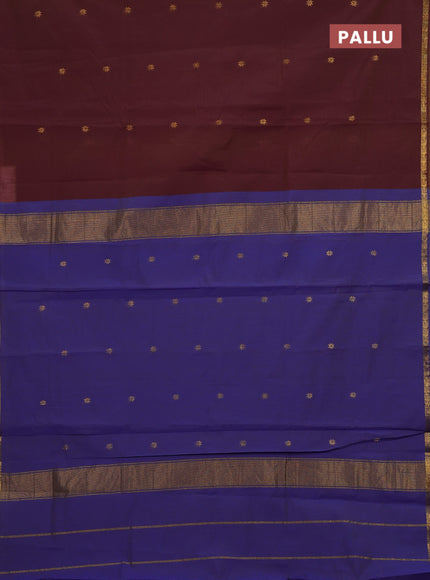 Purple & Blue Semi Maheshwari Cotton - Buttas
