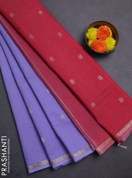 Lavender & Red Semi Maheshwari Cotton - Buttas