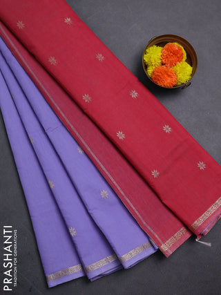 Lavender & Red Semi Maheshwari Cotton - Buttas