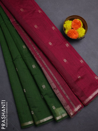 Green & Maroon Semi Maheshwari Cotton - Buttas