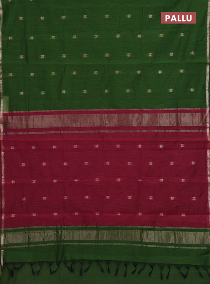Green & Maroon Semi Maheshwari Cotton - Buttas
