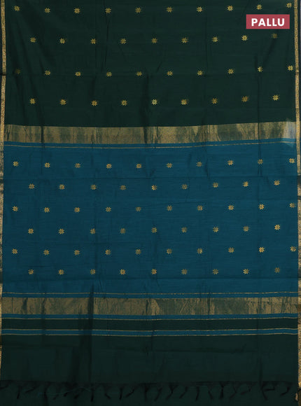 Bottle Green & Peacock Green Semi Maheshwari Cotton - Buttas