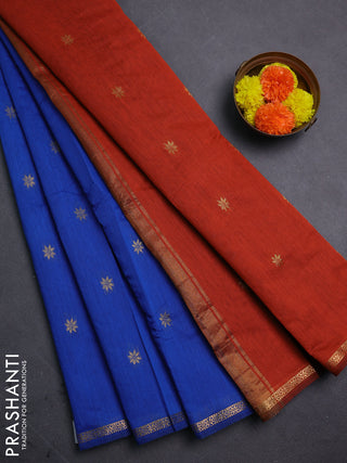 Cs Blue & Orange Semi Maheshwari Cotton - Buttas