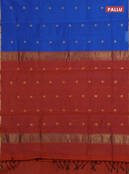 Cs Blue & Orange Semi Maheshwari Cotton - Buttas