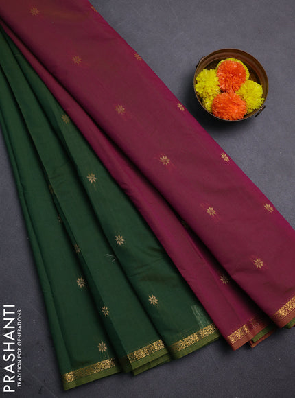 Green & Pink Semi Maheshwari Cotton - Buttas