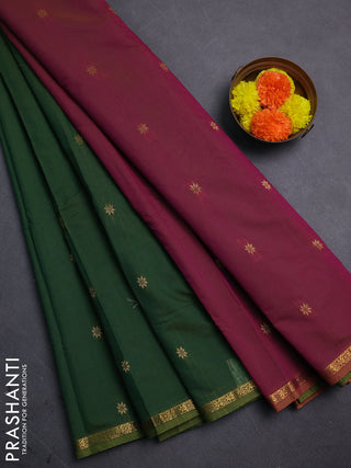Green & Pink Semi Maheshwari Cotton - Buttas