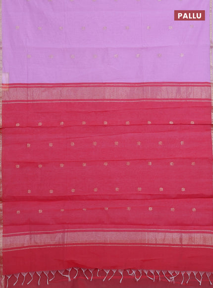 Lavender & Red Semi Maheshwari Cotton - Buttas