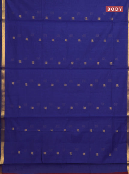 Blue & Maroon Semi Maheshwari Cotton - Buttas
