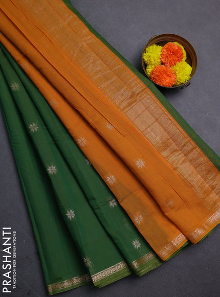 Green & Mustard Yellow Semi Maheshwari Cotton - Buttas